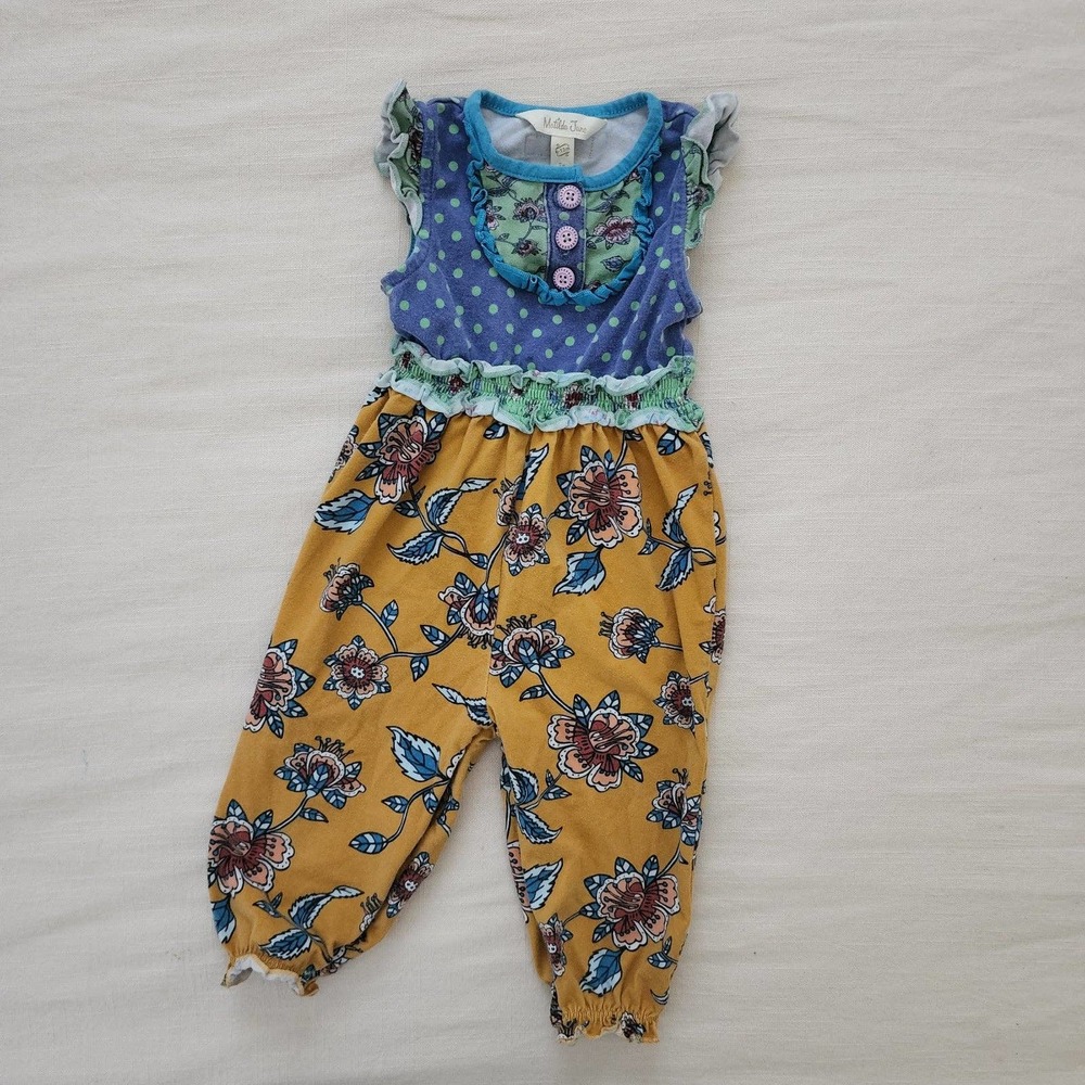Matilda Jane Floral Polka Dot Pantsuit Romper Baby 6 12 Months